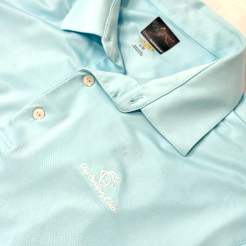 Greg Norman Polo Aqua Country Club Golf Shirt Performance Large - Picture 8 of 11